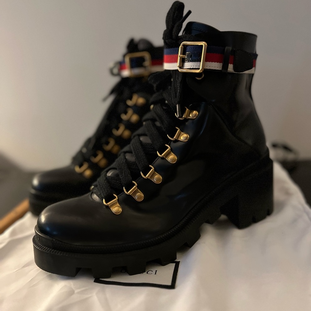 Gucci Leather Combat Boots
